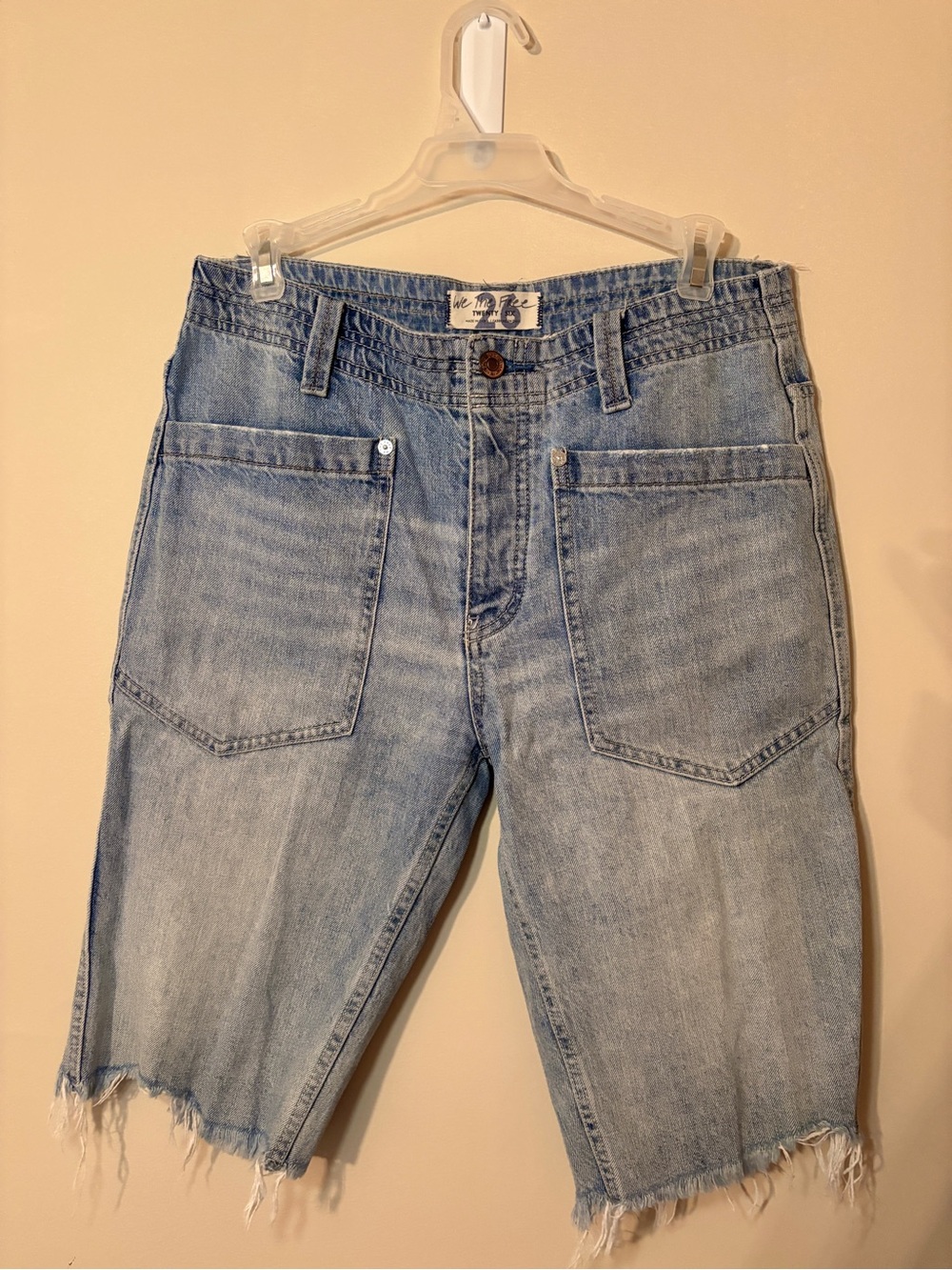 We The Free Light Blue Boyfriend Denim Bermuda Shorts